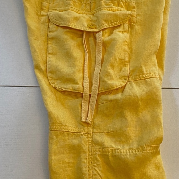 Lauren Ralph Lauren 100% Soft Linen High Rise Cargo Pants Yellow Size 8 - Picture 7 of 14